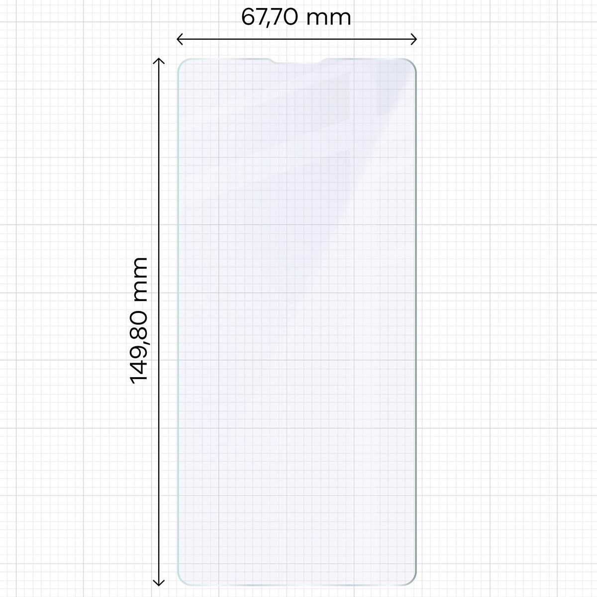 Miarka z wymiarami szkła hybrydowego Bizon Hybrid Mule do Xperia 10 VII